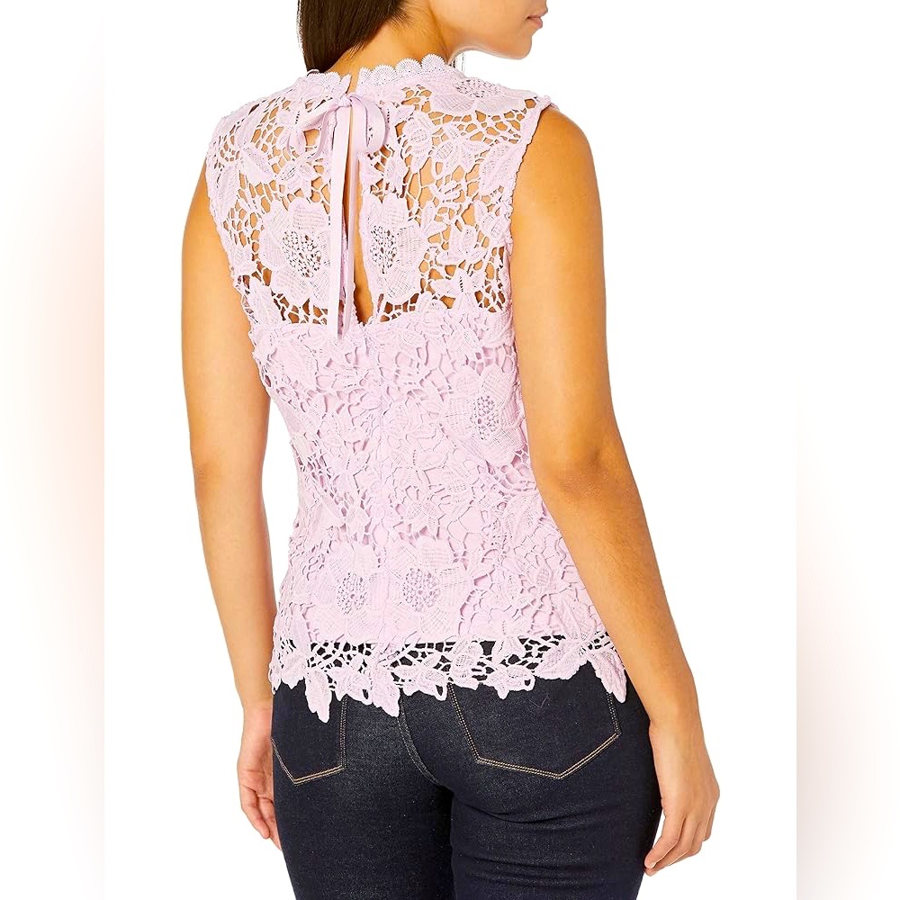 Elegant Pink Lace Sleeveless Top